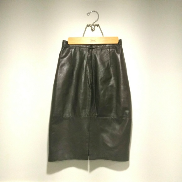 GENUINE LEATHER ◾ Leather Pencil Skirt - Picture 2 of 3